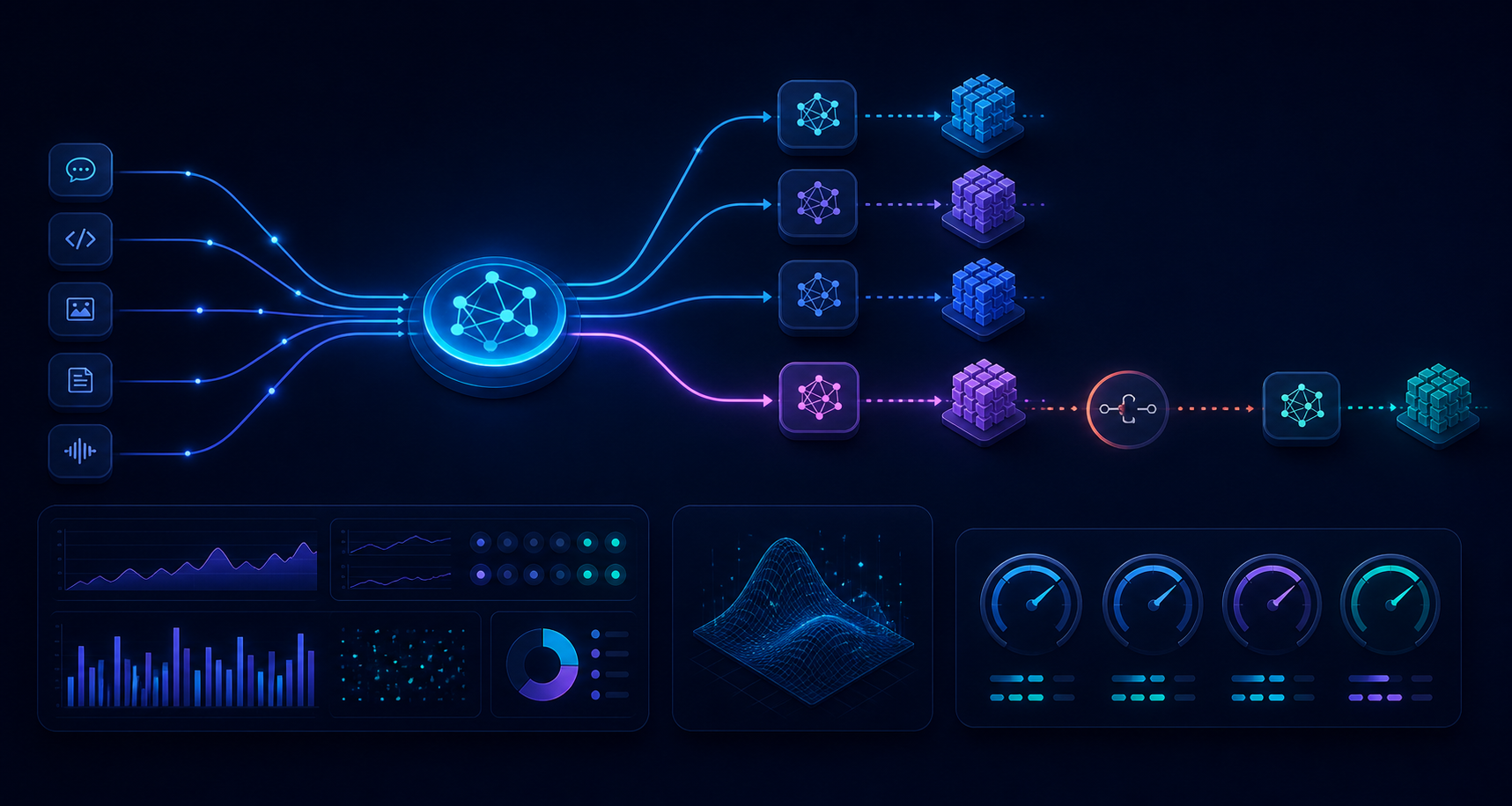 Abstract production AI fallback routing diagram